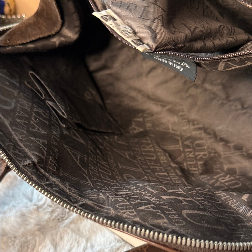 Furla Dark Brown Crocodile-Embossed Shoulder Bag - Picture 6 of 10